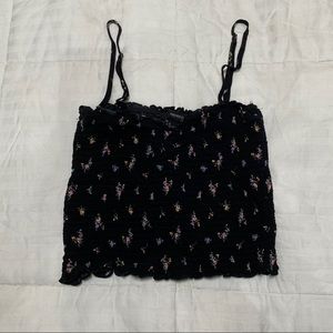 FOREVER 21 Cropped & Runched Floral Tank Top